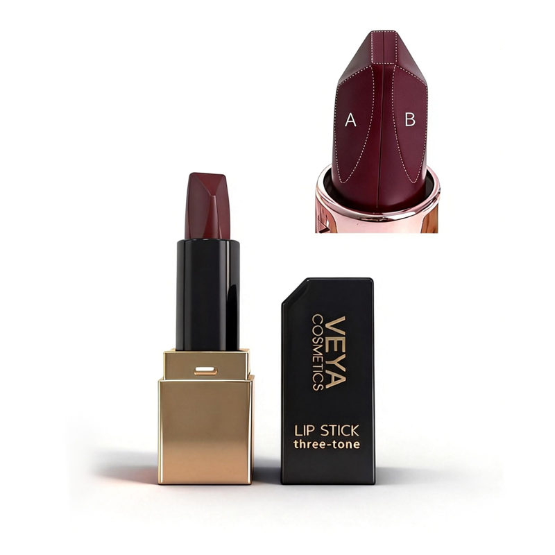 Matter, langlebiger dreifarbiger Diamant-Lippenstift